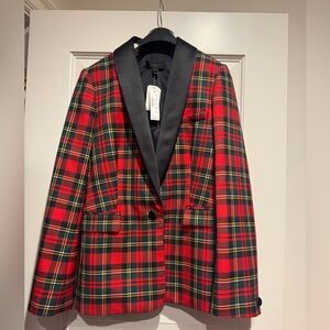 J Crew Lux Blazer Red Tartan Plaid